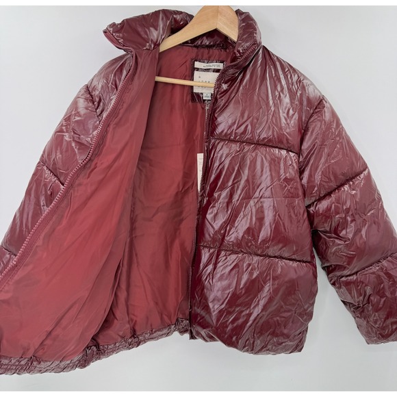 NWT A New Day Puffer Jacket Water Resistant Burgundy Red Quilted Coat Size Small - Picture 5 of 8
